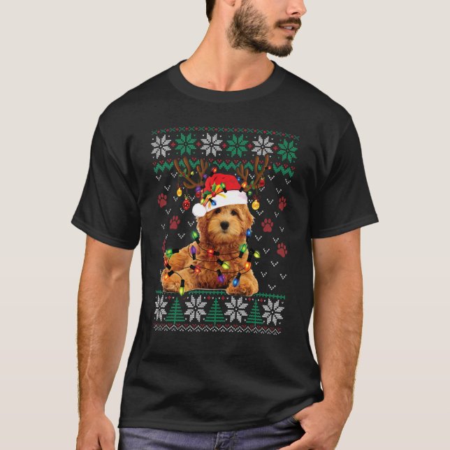 Navidades de Goldendoodle Perro suéter Feo Navidad (Anverso)