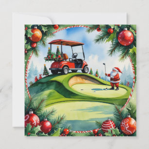 Navidades de golf con carrito de golf Santa