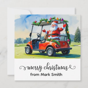 Navidades de golf con carrito de golf Santa