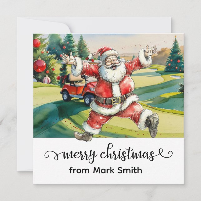 Navidades de golf con carrito de golf Santa (Anverso)