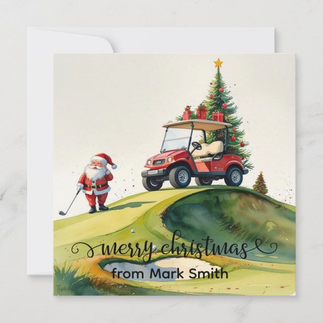 Navidades de golf con carrito de golf Santa (Anverso)