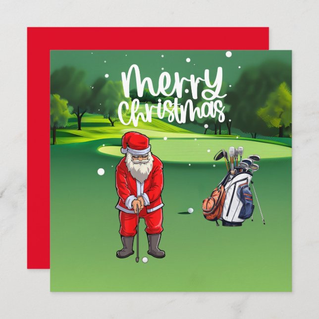 Navidades de golf con Santa Claus poniéndose verde (Anverso / Reverso)