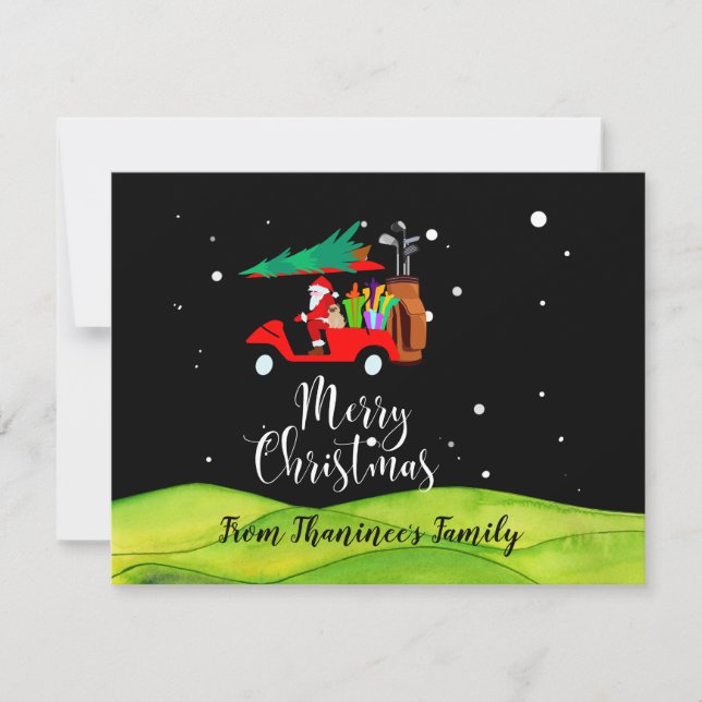 Navidades de golf Santa Claus viajando en carrito  (Anverso)