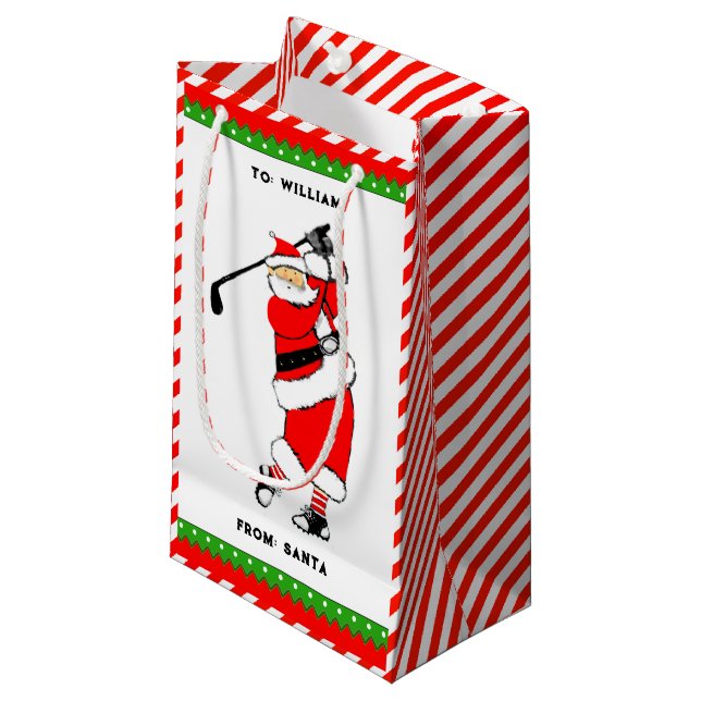 Navidades de golf únicos Bolsa de regalo pequeña (Angulo Anverso)
