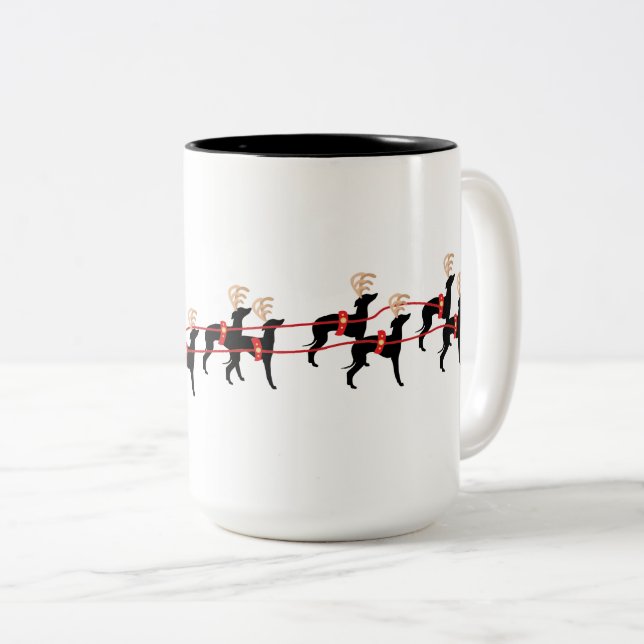 Navidades de Greyhound italianos taza de cerdo (Anverso derecho)