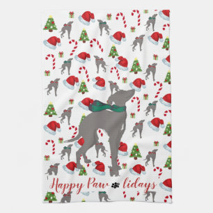 Navidades de Greyhound italianos toalla de cocina