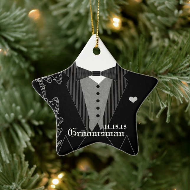 Navidades de Groomsman Boda a favor de ornamento (Árbol)