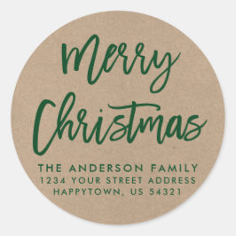 Navidades de guión de pincel Kraft Green Sello par