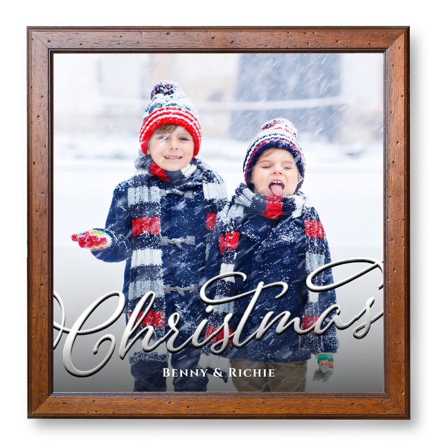Navidades de guiones de fotografía personalizado S (Merry Christmas script photo poster, available in multiple sizes. )