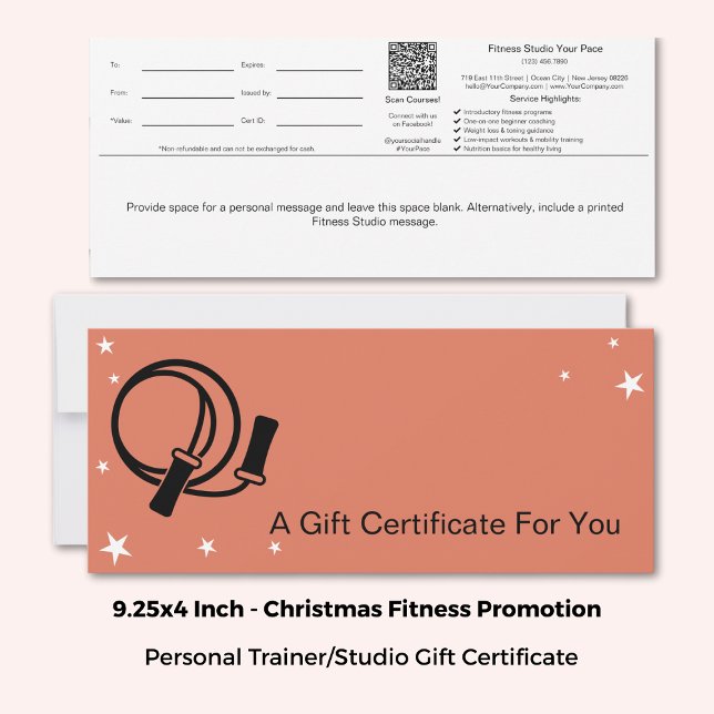 Navidades de hábitos saludables entregan certifica (9.25x4, Healthy Habits Christmas Gift Certificates)