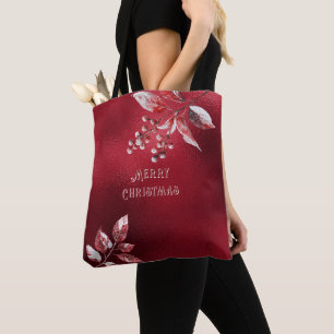 Navidades de hojas rojas nevadas en la bolsa de to