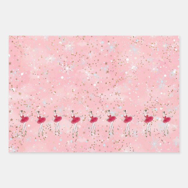 Navidades de Holiday Ballerina envolver papel (Anverso)