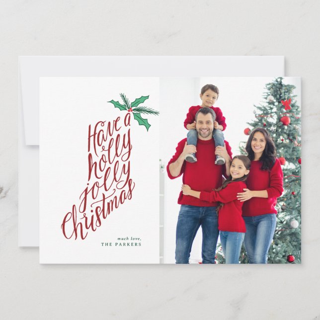 Navidades de Holly Jolly con letras a mano (Anverso)
