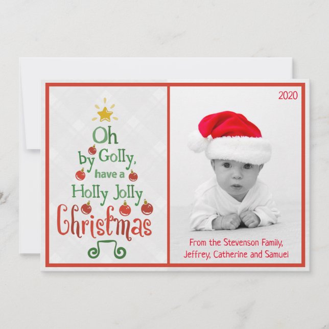 Navidades de Holly Jolly | Tarjeta fotográfica de  (Anverso)