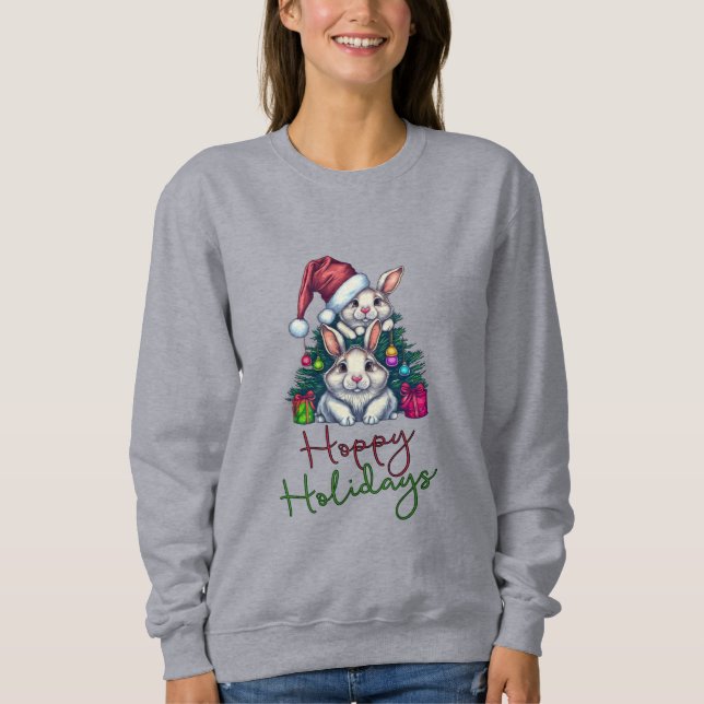 Navidades de Hoppy Holiday conejitos sudaderas (Anverso)