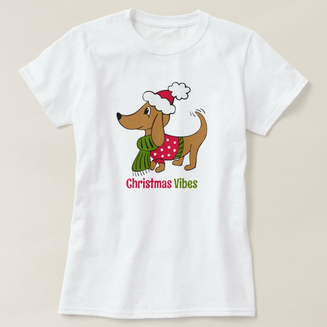 Navidades de invierno de Dachshund: camiseta de pe (Diseño del anverso)