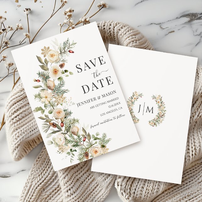 Navidades De Invierno Floral Guardar La Invitación (Subido por el creador)