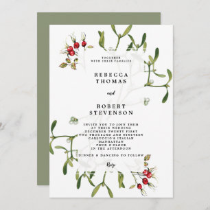 navidades de invierno invitación de boda mistleto