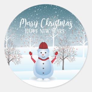 Navidades de invierno Snowman Pegatinas redondos c
