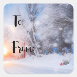 Navidades de invierno soleados Etiqueta de Pegatin