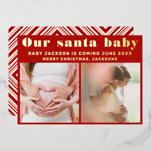 Navidades de Invitación de embarazo (Anverso/Reverso)