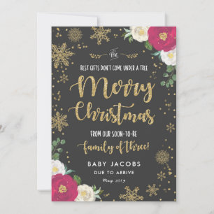 Navidades de Invitación de embarazo con marco flor