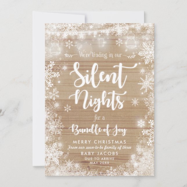 Navidades de Invitación de embarazo con marco rúst (Anverso)