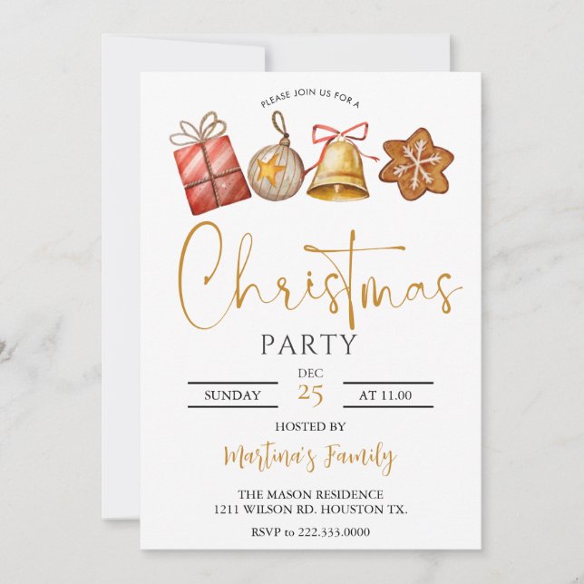 Navidades de invitaciones a fiestas de navidades B (Anverso)