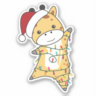 Navidades de jirafas Pegatina de animales de invie