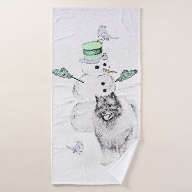 Navidades de Keeshond Snowman pinta arte de perro (Toalla de baño)