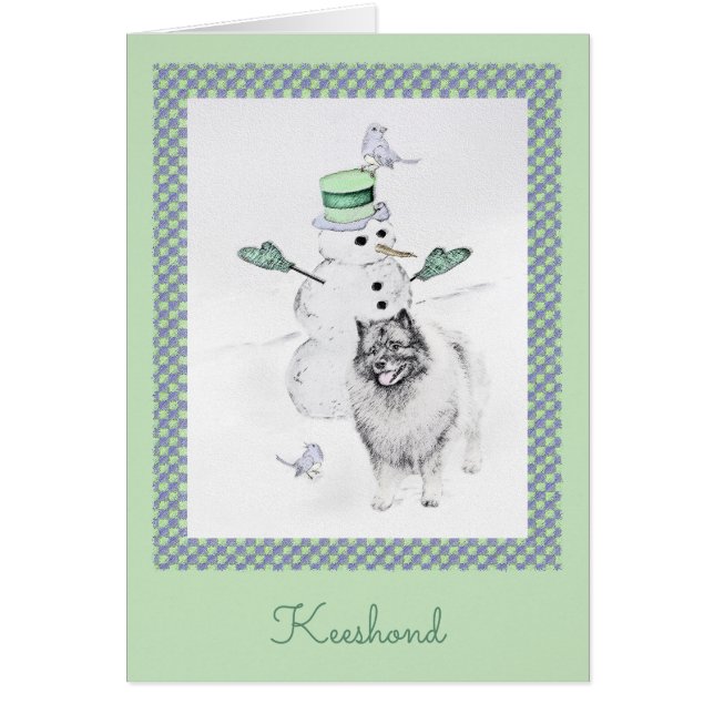 Navidades de Keeshond Snowman pinta arte de perro (Frente)