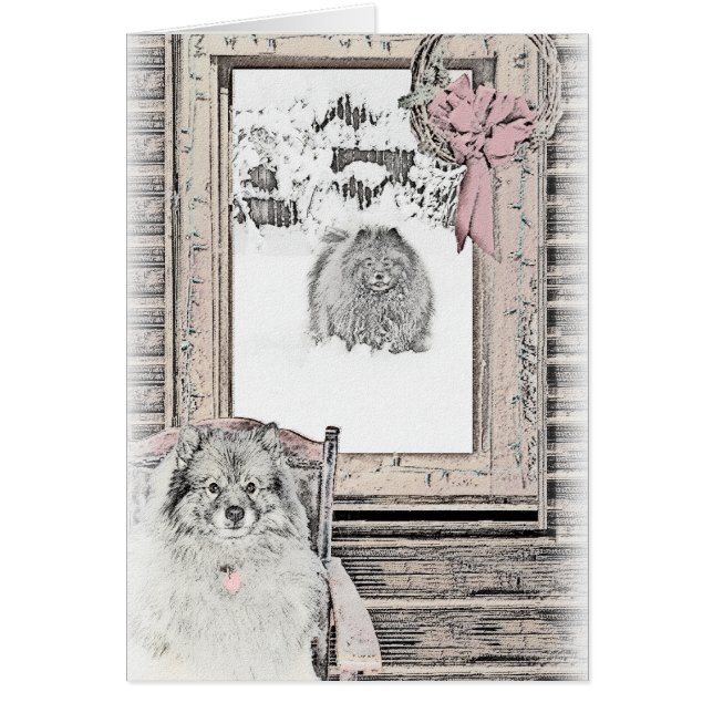 Navidades de Keeshond Ventana de Invierno Pintura  (Frente)