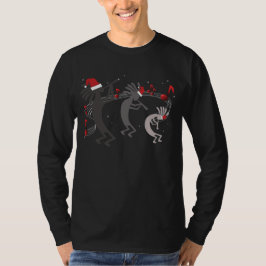 Navidades de Kokopelli camiseta negra de manga lar