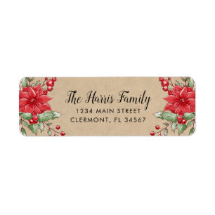 Navidades de Kraft Etiqueta de Berry de Poinsettia