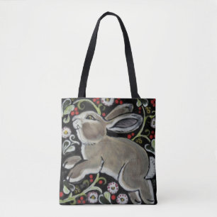 Navidades de la bolsa de tote de conejo gris de es