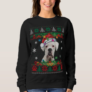 Navidades de la Boxeador Blanca Santa Ugly Sweater