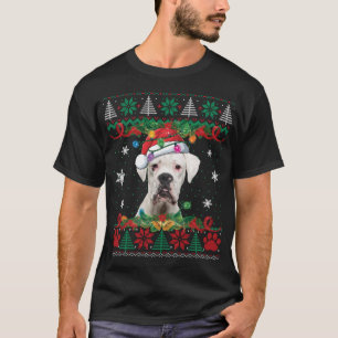 Navidades de la Boxeador Blanca Santa Ugly Sweater