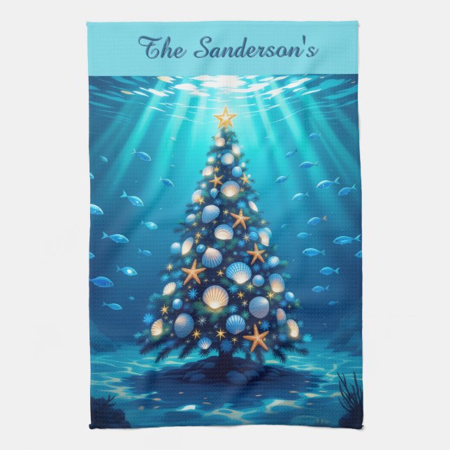 Navidades de la costa azul toalla de cocina (Vertical)
