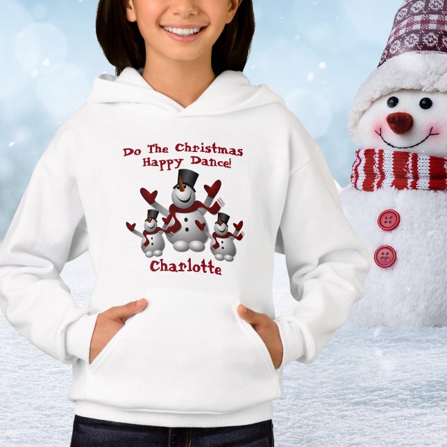 Navidades de la Cuta Snowman, niños nombran a Hood (Cute Christmas Snowman, Childs Name Hoodie)