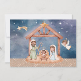 Navidades de la escena de la natividad tarjeta BLK