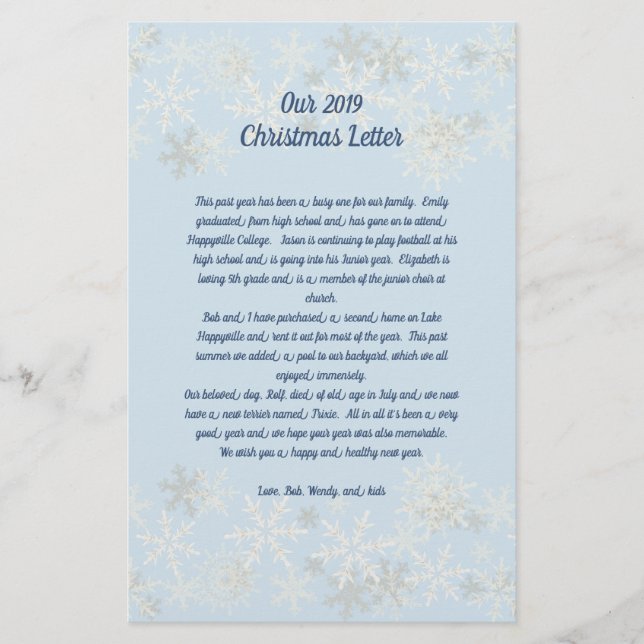 Navidades de la familia azul Snowflakes Carta de p (Anverso)
