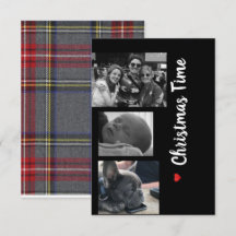 Navidades de la familia de tarjetas de blanco y ne