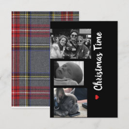 Navidades de la familia de tarjetas de blanco y ne