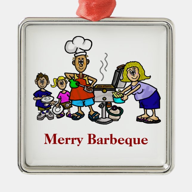 Navidades de la familia Merry Barbeque - Ornamento (Frente)