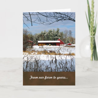 Navidades de la granja Red Barn Tarjetas de Saludo