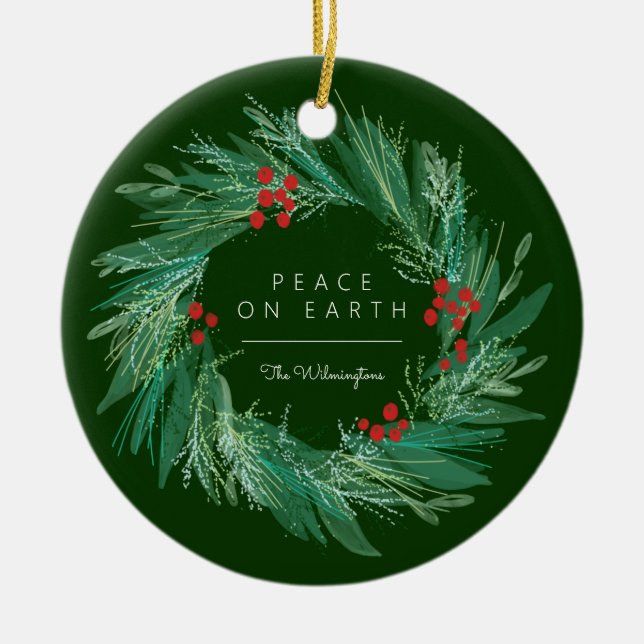 Navidades de la Guerra de la Paz Ornamento cerámic (Frente)