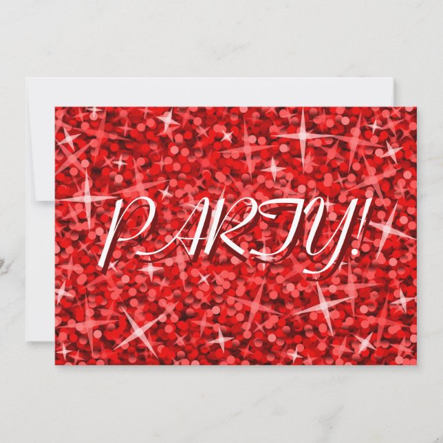 Navidades de la invitación "Fiesta" de Glitz Red (Anverso)
