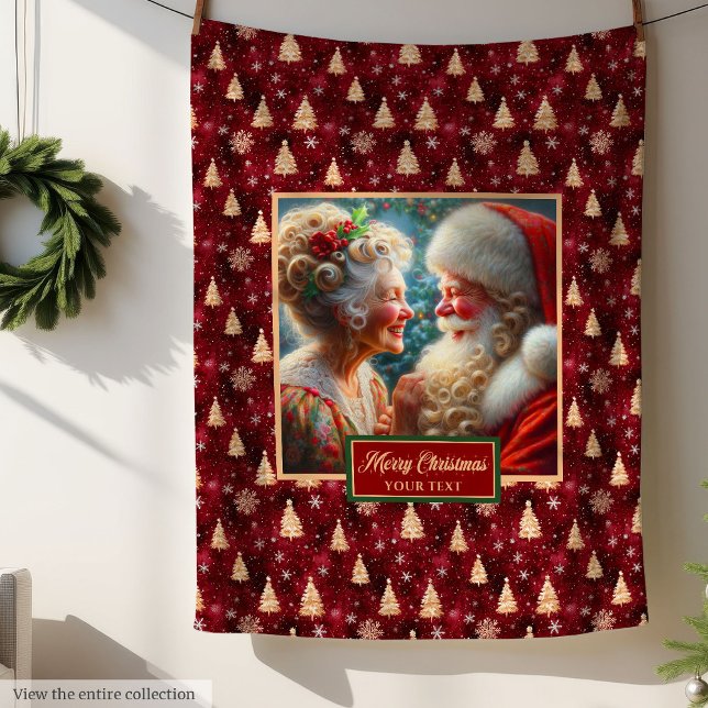 Navidades de la manta navideña Santa Claus (Burgundy Holiday Blanket Christmas Santa Claus)