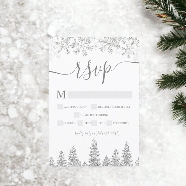 Navidades de la marina de pino de nieve plata rsvp (Silver snow pine navy Christmas winter rsvp)