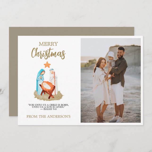Navidades de la Natividad Tarjeta de felicitación  (Anverso / Reverso)
